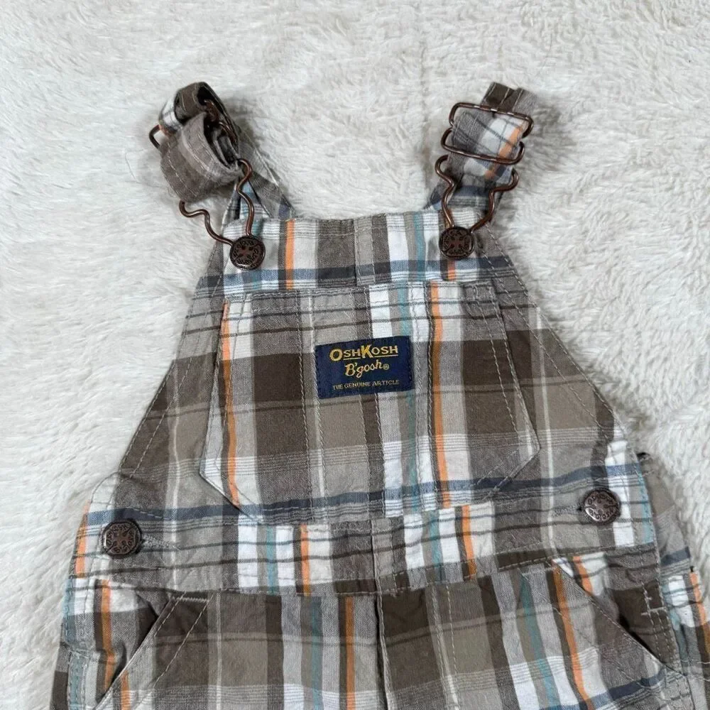 Vintage OshKosh B’Gosh Brown Plaid Boys Overalls